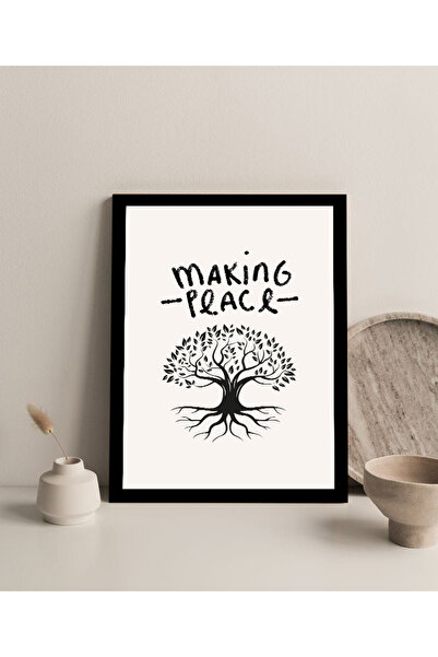 Harikabirev Безрамкова рамка за картини от МДФ (PEACE) в черно и бяло | ÇTKMDF