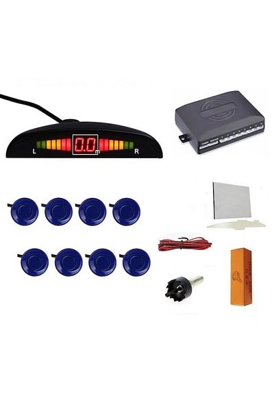 Electro AG Parking Sensors Blue, Front+Rear with 8 Sensors, Display and Audible Warning