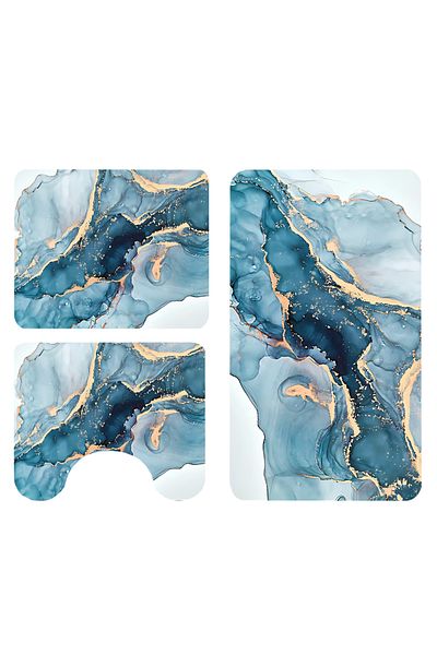 Teno Set 3 Covoare de Baie Universale Teno®, spuma, ultra-absorbante, 3 dimensiuni, albastru