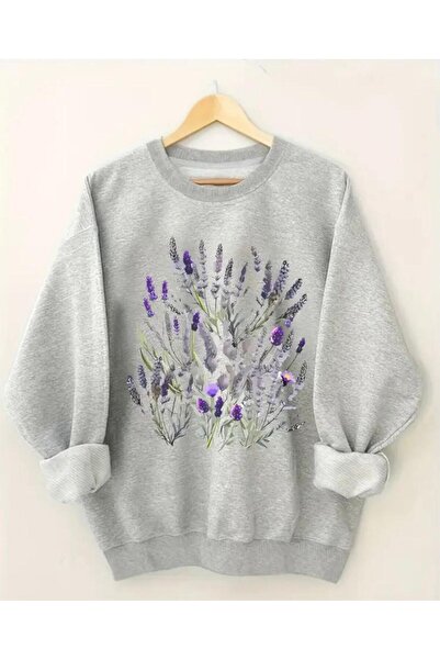 herkesemoda سويت شيرت بياقة دائرية مطبوعة مع صوف داخلي