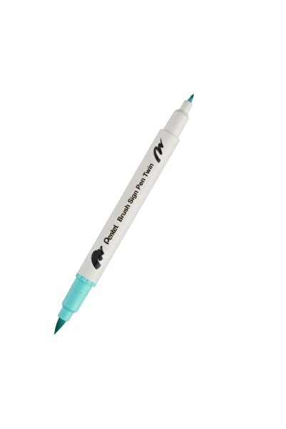Pentel قلم فرشاة سينج ثنائي الجوانب ذو طرف فرشاة باللون الأخضر الزمردي