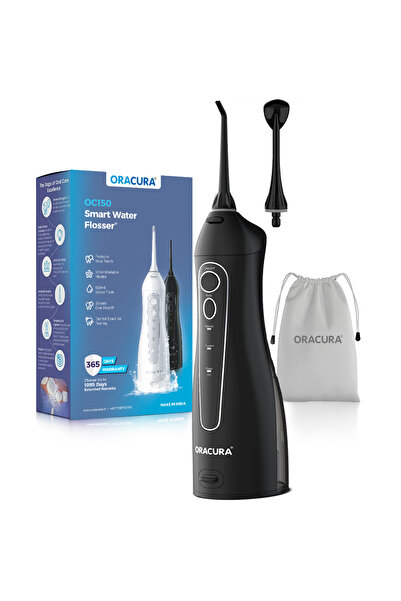 Oracura جهاز تنظيف الأسنان المائي الذكي OC150 LITE خزان سعة 150 مل (أسود)
