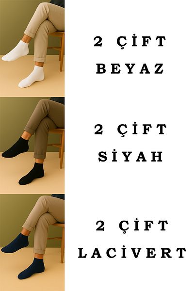 BENİSA ÇORAP Bamboo 6 Pairs Half Socks Multicolored Socks Seamless Premium Boxed