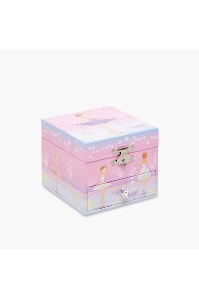 Lifestyle Ballerina Print Musical Jewellery Box with Drawer - 17x12x15 cms