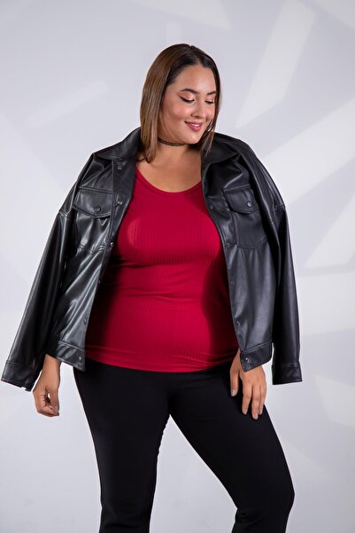 Roxxlen Μπλούζα μεγάλου μεγέθους με φαρδύ γιακά, βασικό χρώμα σομόν