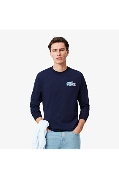 Lacoste Erkek Classic Fit Uzun Kollu Bisiklet Yaka Lacivert T-Shirt