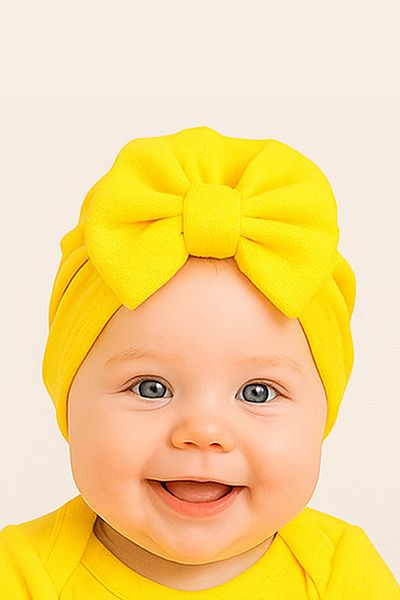 Sitilin Baby Double Layer Bowknot Bonnet 100% Cotton, Newborn and 0–12 Months Compatible Skin Friendly Stl7077