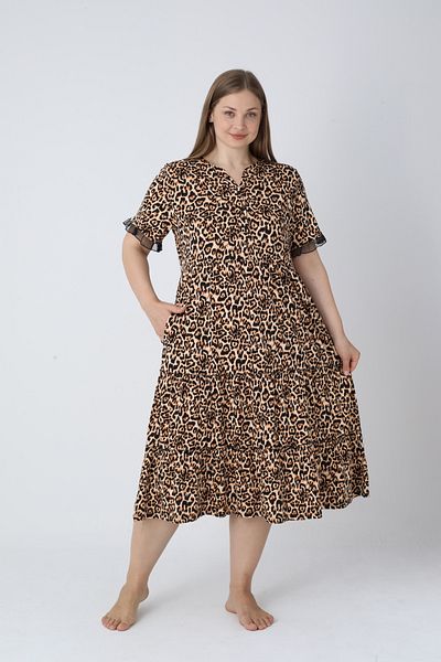 ROMEO LİFE Women's Plus Size Cotton Modal Fabric Patterned Summer Dress 8041