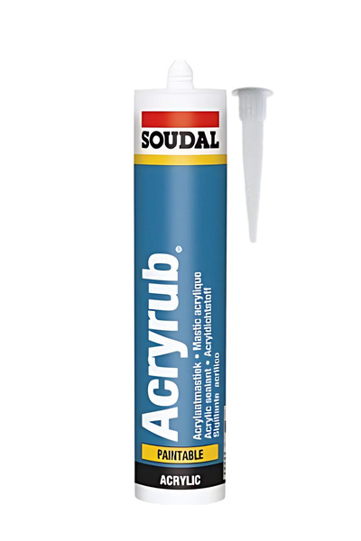 Soudal Acryhub Silikonize Mastik 500Gr Beyaz + Yedek Başlık Uç | 1 Adet