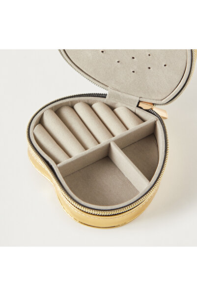 Syloon Heart Shaped 3-Compartment Jewellery Organiser Box - 12x11x5 cms