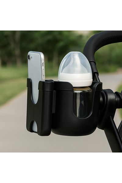 zola Suport 2 in 1 pentru carucior, sticla/biberon si telefon, din plastic, 18 x 9.2 x 9.4 cm