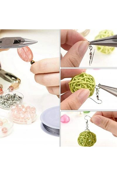 zola Set of 1080 accessories for making jewelry, rings, hooks, clips, wires, pliers, tweezers