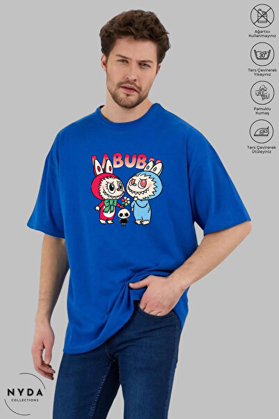 Nyda Collections Unisex Crew Neck Labubu Skull Printed Cotton Oversize Short Sleeve T-Shirt