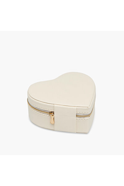 Lifestyle صندوق مجوهرات على شكل قلب بسحاب - 14×13×6 سم