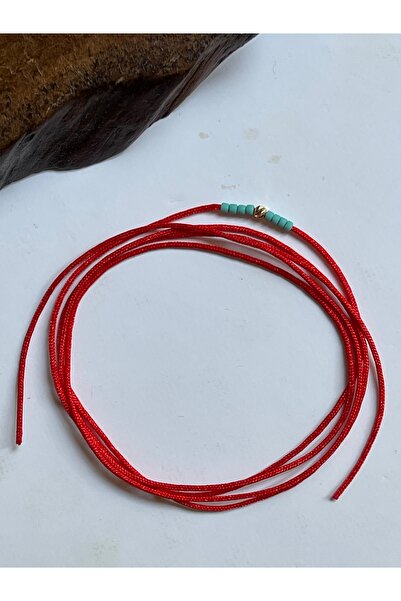 Rupen Kraft 14 Ayar Altın Halhal Kırmızı İpli Halhal Dolamalı Halhal 80 cm