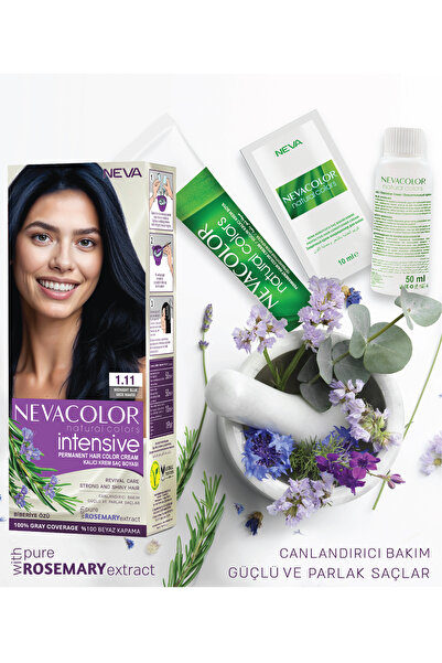 Neva Color INTENSIVE 1.11 GECE MAVİSİ Kalıcı Krem Saç Boyası Seti