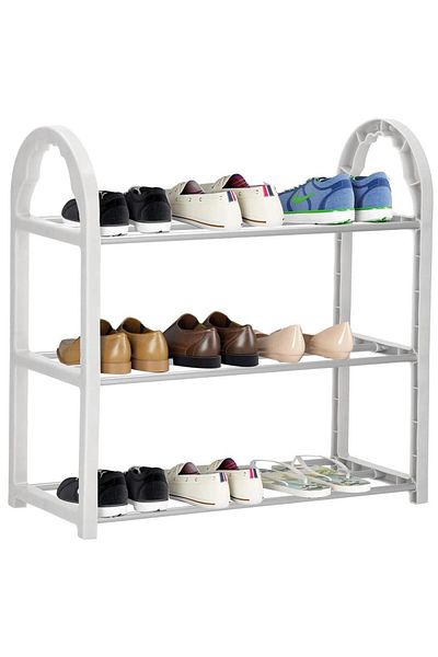 SERSIMO Pantofar PVC si metal, cu 3 rafturi, 49x48cm, argintiu