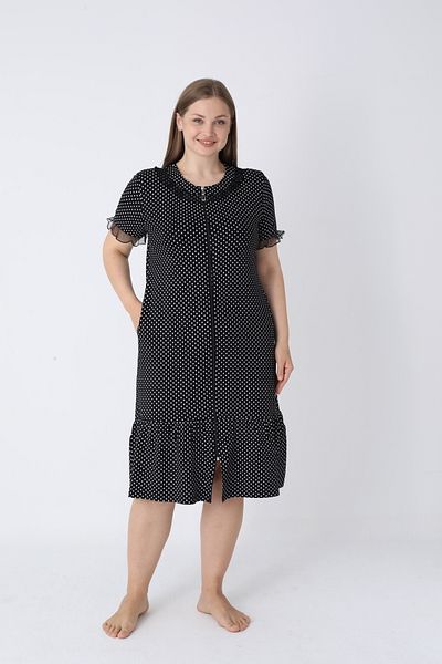 ROMEO LİFE Women's Plus Size Viscose Modal Fabric Patterned Zipper Dress 8021