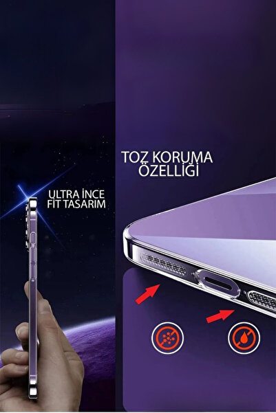 Evax [Şeffaf Mika] iPhone 13 Uyumlu SERT Şeffaf Mika SARARMAZ İnce Fit Toz Korumalı Kılıf