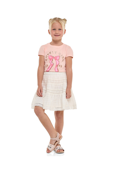R&B Schiffli Mini Skirt with Elastic Waist