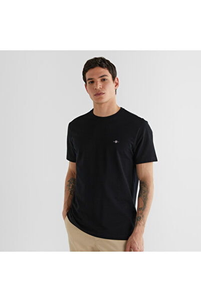 Gant Erkek Siyah Regular Fit Bisiklet Yaka T-Shirt