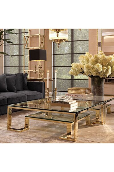 Hitit Dekorasyon Asup Orta Sehpa Pirinç Kaplama