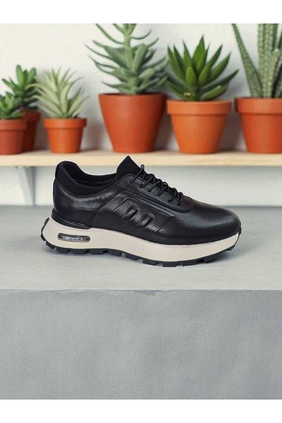 Voyager Men's Genuine Leather Thermo Sole Throat Classic Daily Shoes with Stretch Details