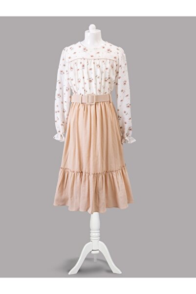 Cherrys Bebek فستان بناتي بحزام منقوش بالزهور