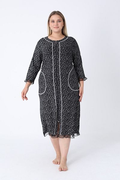ROMEO LİFE Women's Plus Size Viscose Modal Fabric Patterned Zipper Dress 8013