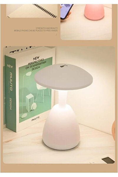 Tradeo Mushroom LED Table Lamp, Touch Dimmable USB Rechargeable Night Light for Bedroom & Living Room