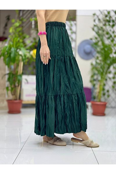 Punta Otantik Mr7920 Cotton Satin Skirt Bittergreen