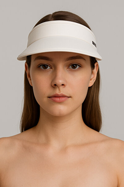 CosmoOutlet Women's Wide Visor Adjustable Sun Visor Model Cream Hat