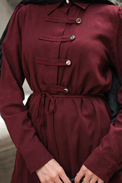 LOCCO Women's Button Detail Suit Burgundy