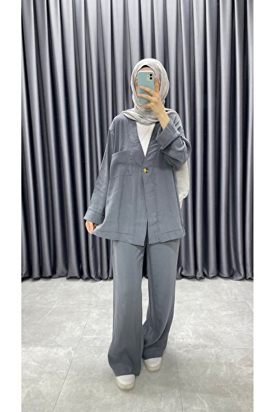 Minharir Düğme Detaylı İkili Takım