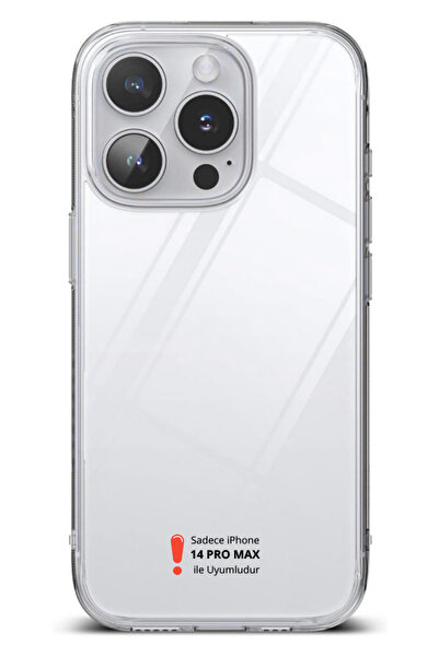 Evax (ŞEFFAF MİKA) iPhone 14 Pro Max Uyumlu SERT Şeffaf Mika SARARMAZ İnce Fi...