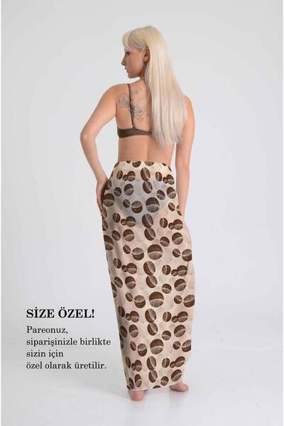 DESENİX Natural Seashell Patterned Pareo | Cream Floor | 100X145Cm | Soft Summer Shades