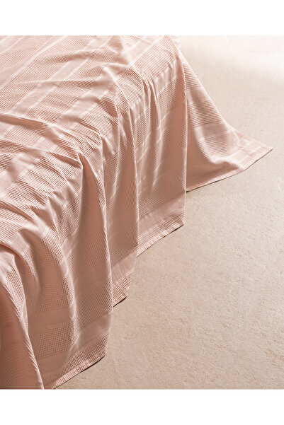 Madame Coco Mathilda King Size %100 Pamuk Karde Düz Pike Takımı - Pudra