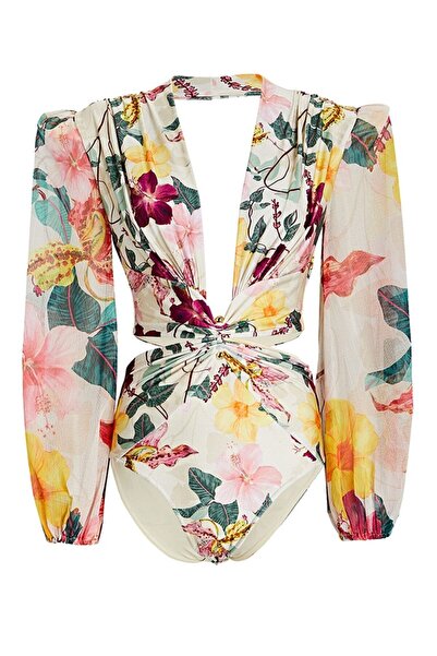 Mixbo Costum de Baie, Intreg, Decupat, cu Maneca, Elegant Bouquet, Mixbo, marime S