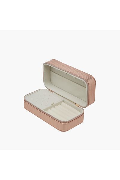 Lifestyle Textured Jewellery Box with Zip Closure - 20x7x7 cms