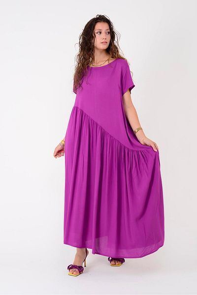 Park Moda An5021 Asymmetric Short Sleeve Dress
