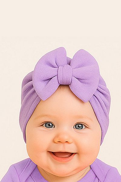 Sitilin Baby Double Layer Bowknot Bonnet 100% Cotton, Newborn and 0–12 Months Compatible Skin Friendly Stl7077