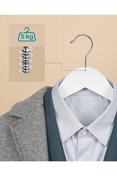 SHEWOW MOONCEE 20 PCs White Wooden Hangers - Non Slip Wood Clothes Hanger for Suits, Pants Hanger, 360° Sw