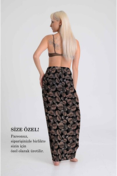 DESENİX Natural Shell Patterned Pareo with Black Background | Modern & Elegant | 100X145Cm | Yoryo Fabric