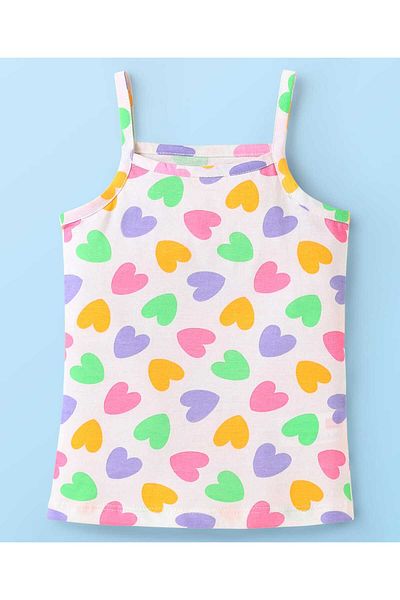 Babyhug 100% Cotton Single Jersey Knit Slips With Polka Dots & Heart Print - Pink Purple & White