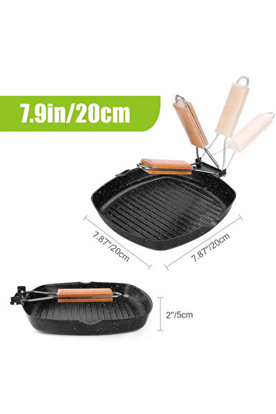 Choice1 مقلاة طهي للتخييم مقاس 20 سم، مقلاة شواء متينة غير لاصقة بمقبض قابل ل...