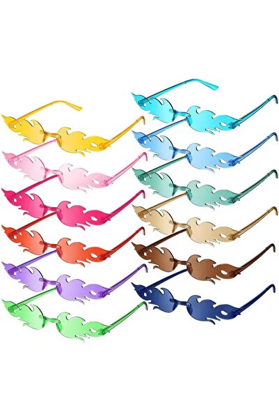 Choice3 30pcs Random color Fire Flame Sunglasses Women Designer Rimless One Piece Sun Glasses 2025 Trending