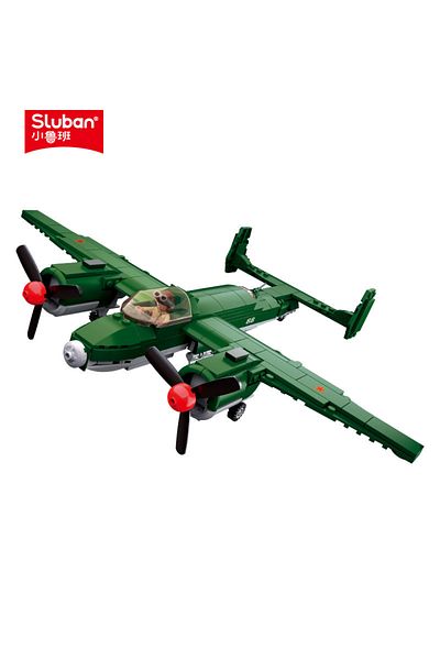 Sluban 311pcs no box 311PCS Military Air Force TU-2 Medium Bomber WW2 Aircraft Model Building Bricks Educat