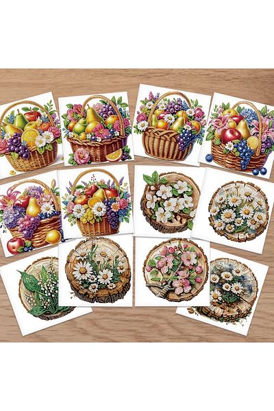 Choice Fruit basket 12Pcs Diamond Art Painting Greeting cards Kits for Adults,Fruit basket Greeting cards D