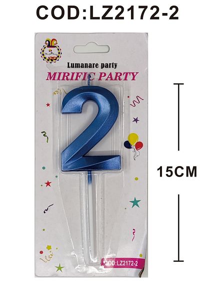 SDX Market Cake candle, number 2, Neon Blue, 15 cm