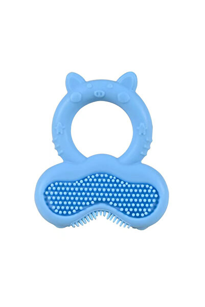 Choice Blue 1pc Baby Teether Ring, Silicone Teething Chew Toy, Cute Animal Shape Molar Stick, Frozen Soothi